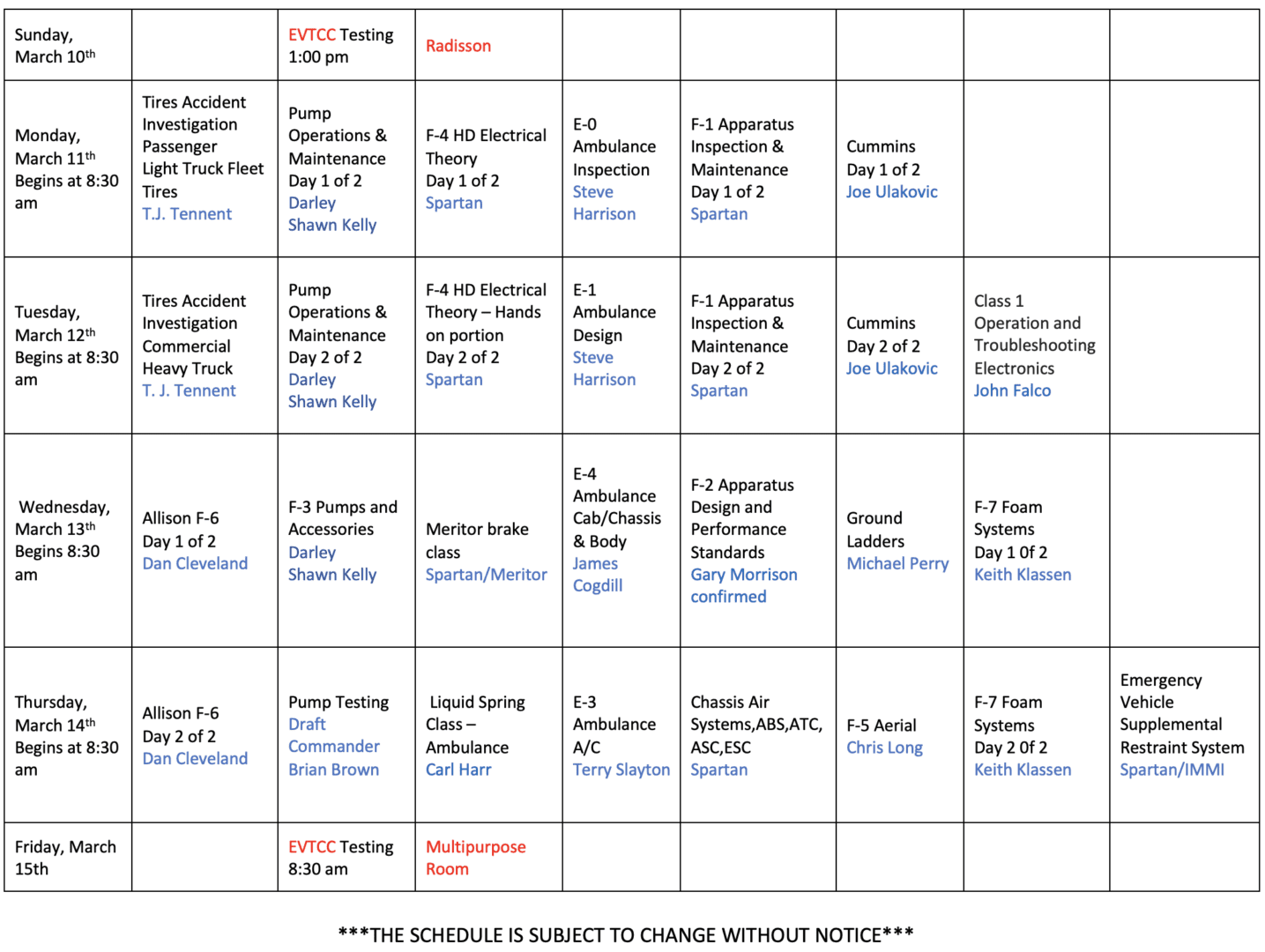 updated 2024 schedule